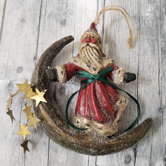 Pam Schifferl Santa Crescent Moon And Stars Christmas Ornament Midwest of Cannon - Picture 1 of 4